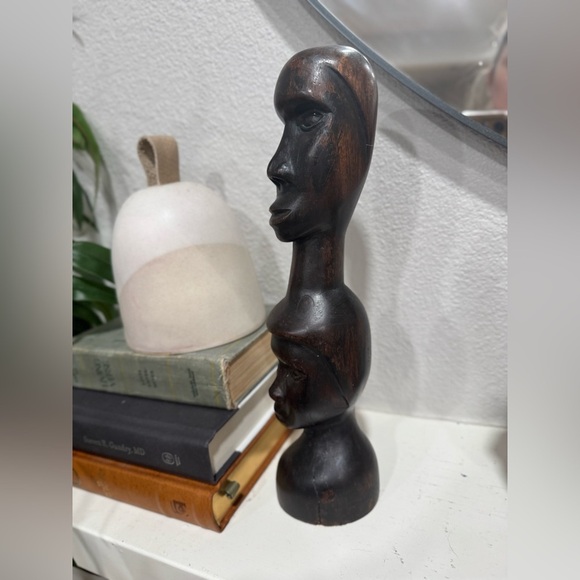 Abstract Black & brown Sculpture African hand carved wood - Picture 2 of 7